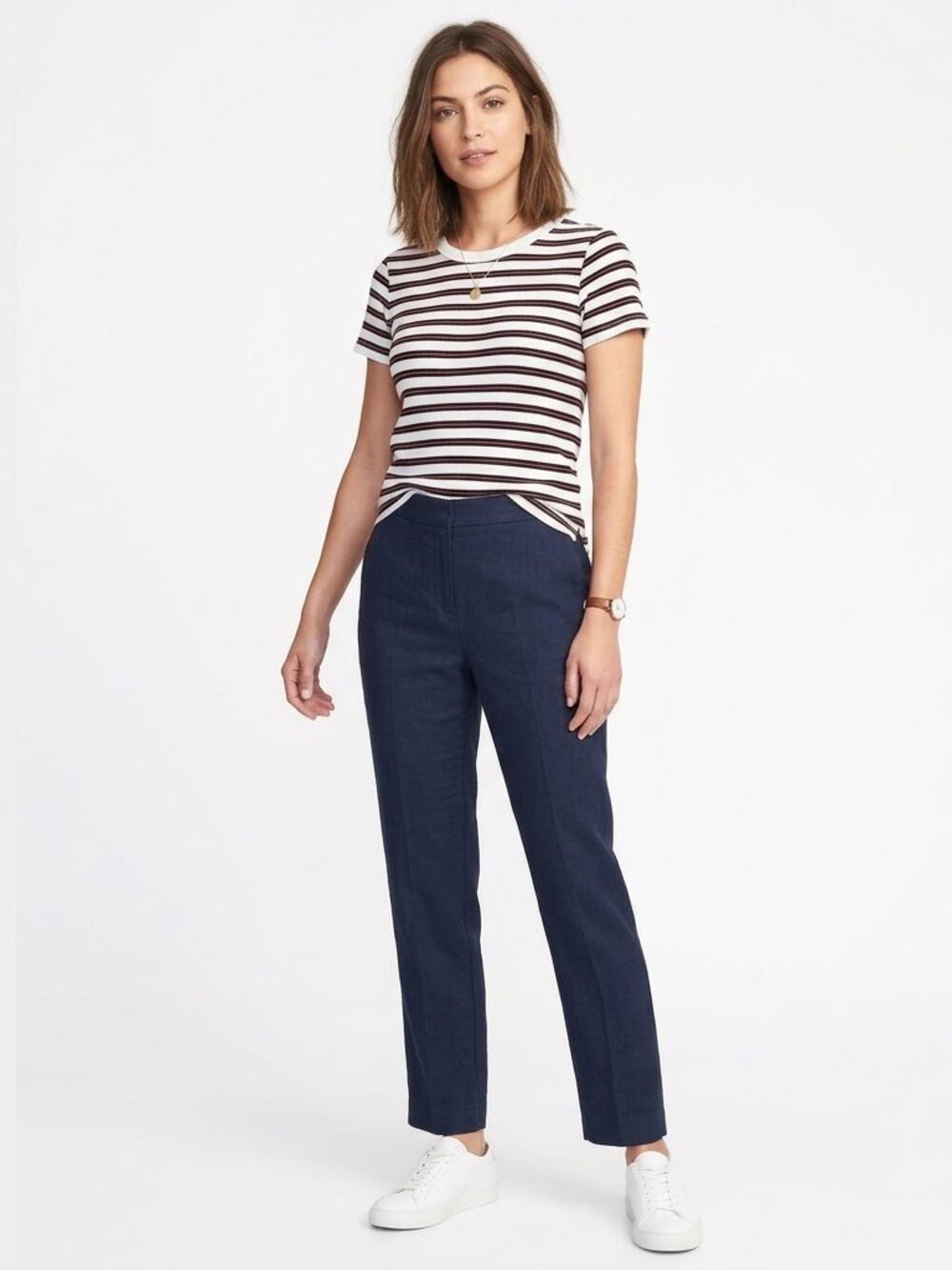 Old Navy Striped Rib-Knit Tee Shirt Short Women's Large Short Sleeve Casual Top
